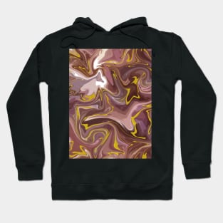 Dusty Rose and Purple with Gold Silk Marble - Purple, Pink, Beige Liquid Paint Pattern Hoodie